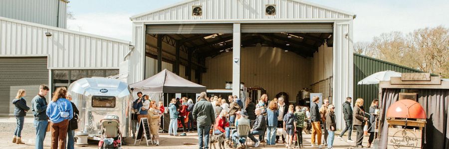 The Jump Ship brewery with a crowd outside