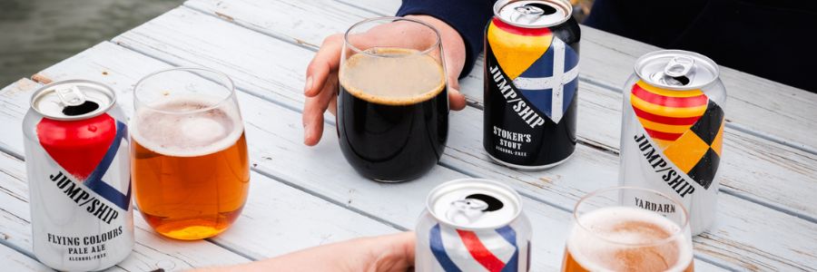 Jump Ship non alcoholic beers on a table