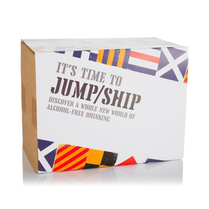 Front view of the Jump Ship alcohol free gift box