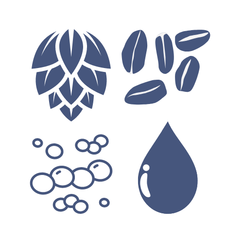 Symbol representing the four ingredients used by Jump Ship: hops, grains, yeast and water