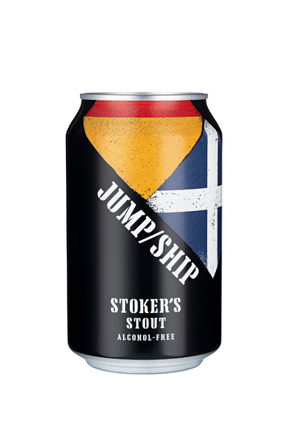 Stoker's stout alcohol-free beer can front side