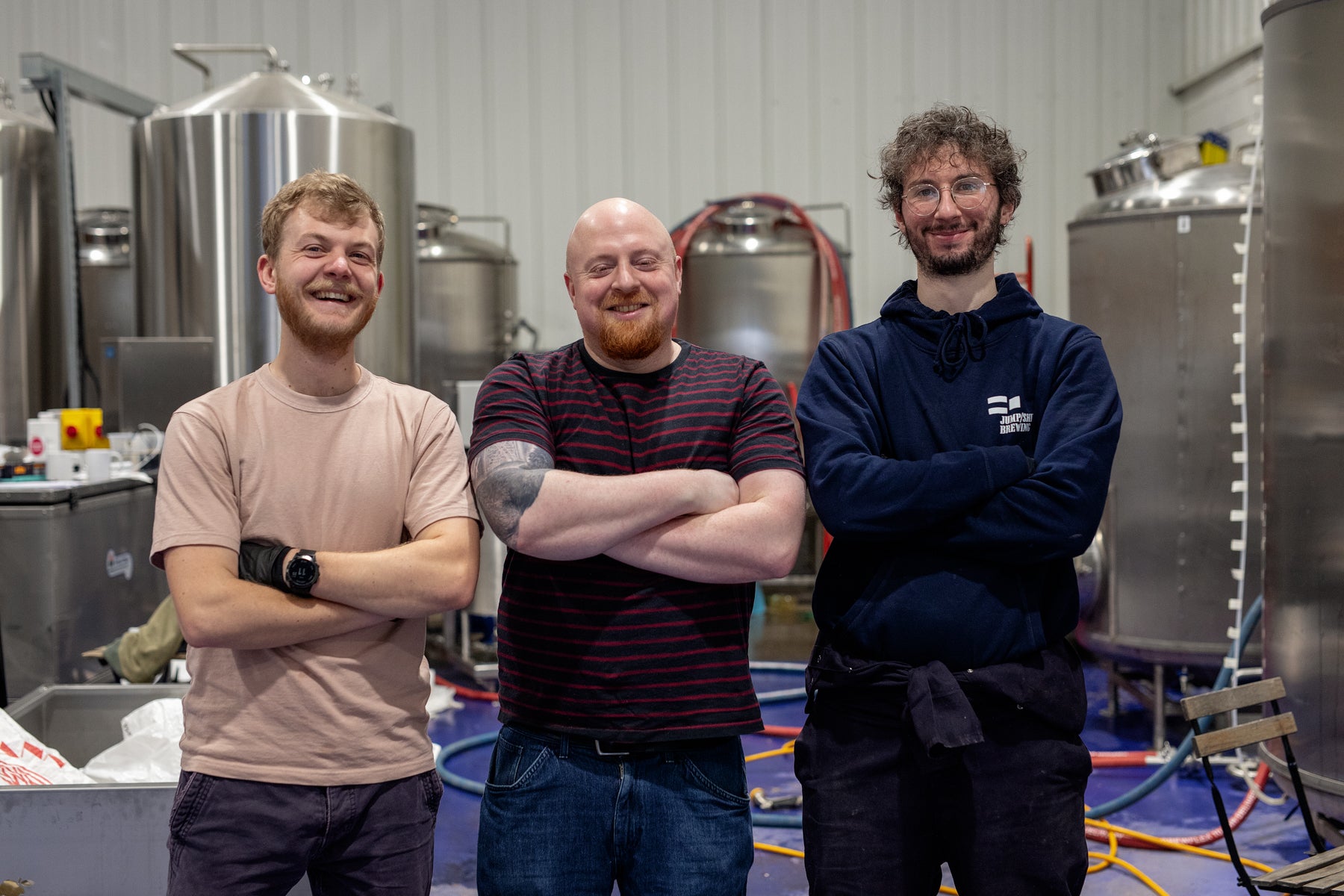 Paddy, Pete and Alex in Jump Ship's alcohol free brewery