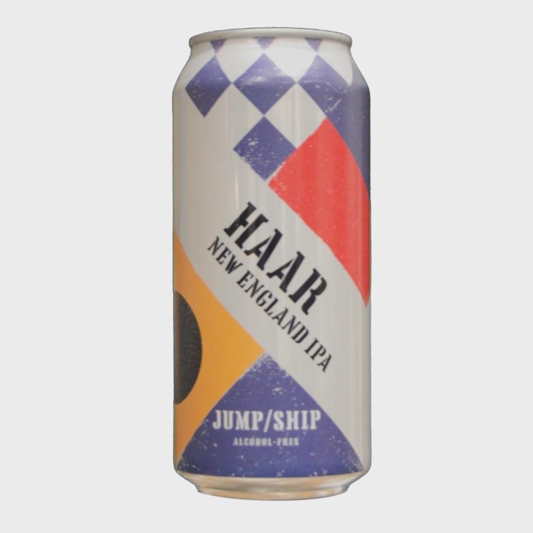 A can of Jump Ship Haar NEIPA spinning
