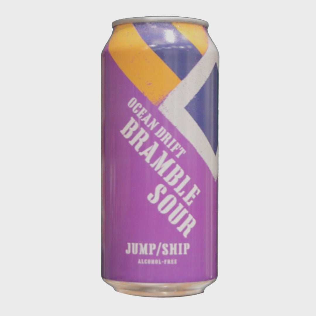 A can of Jump Ship Ocean Drift Bramble Sour spinning